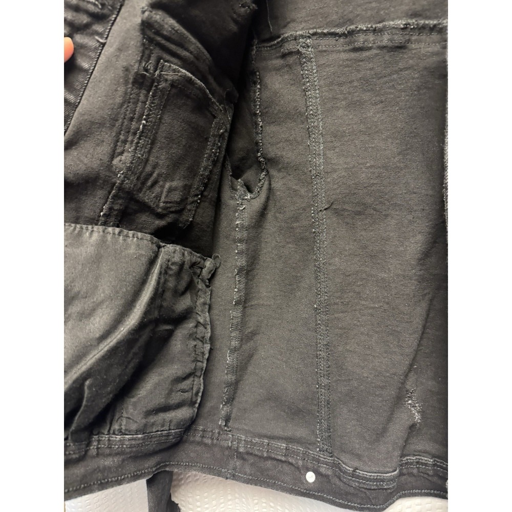 1511 Inc. Women's Distressed Size Medium Black Denim Trucker Pockets - Picture 5 of 12